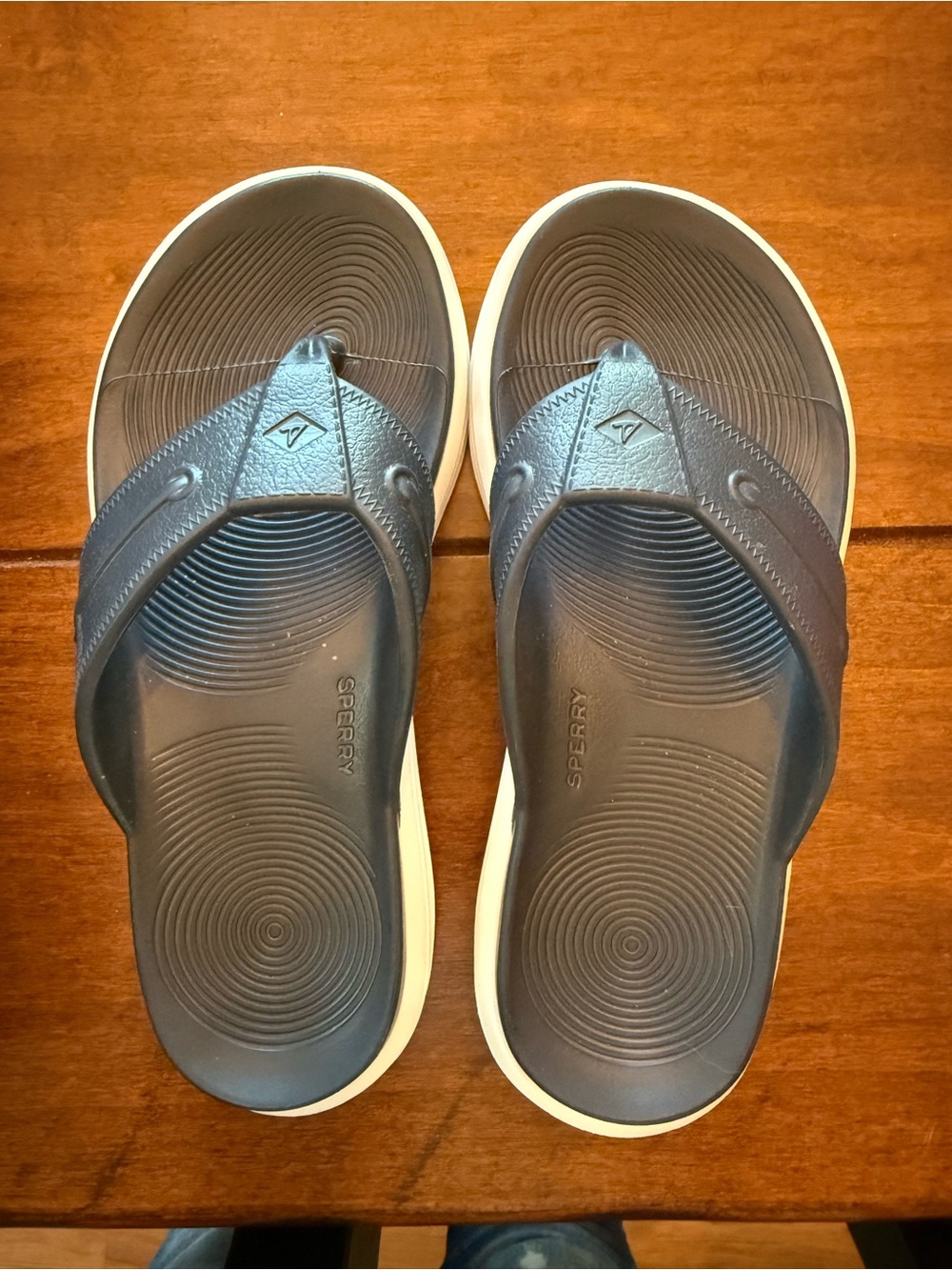 Sperry Womens Dark Blue Flip Flop Sandals with White Sole